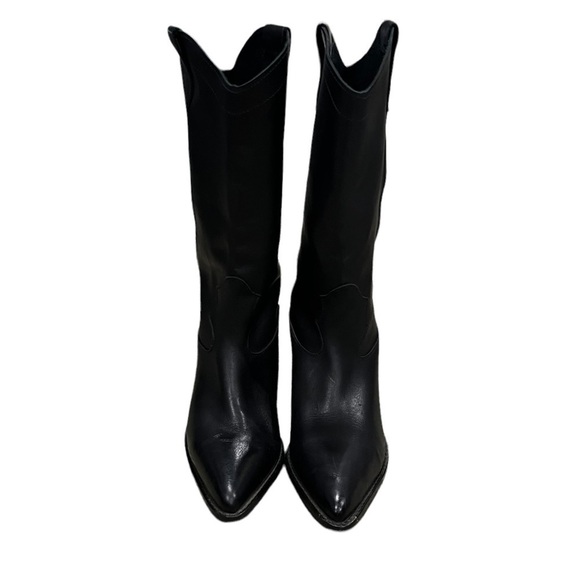 DEPP Black Pointed Toe Block Heel Cowboy Boots Size 38 Women's - Picture 3 of 10